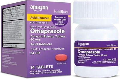 Amazon Basic Care Omeprazole 20mg, Acid Reducer, 14 Tablets