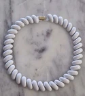 VTG NAPIER SIGNED WHITE ENAMEL MILK GLASS COLOR  STATEMENT CHOKER NECKLACE 16"