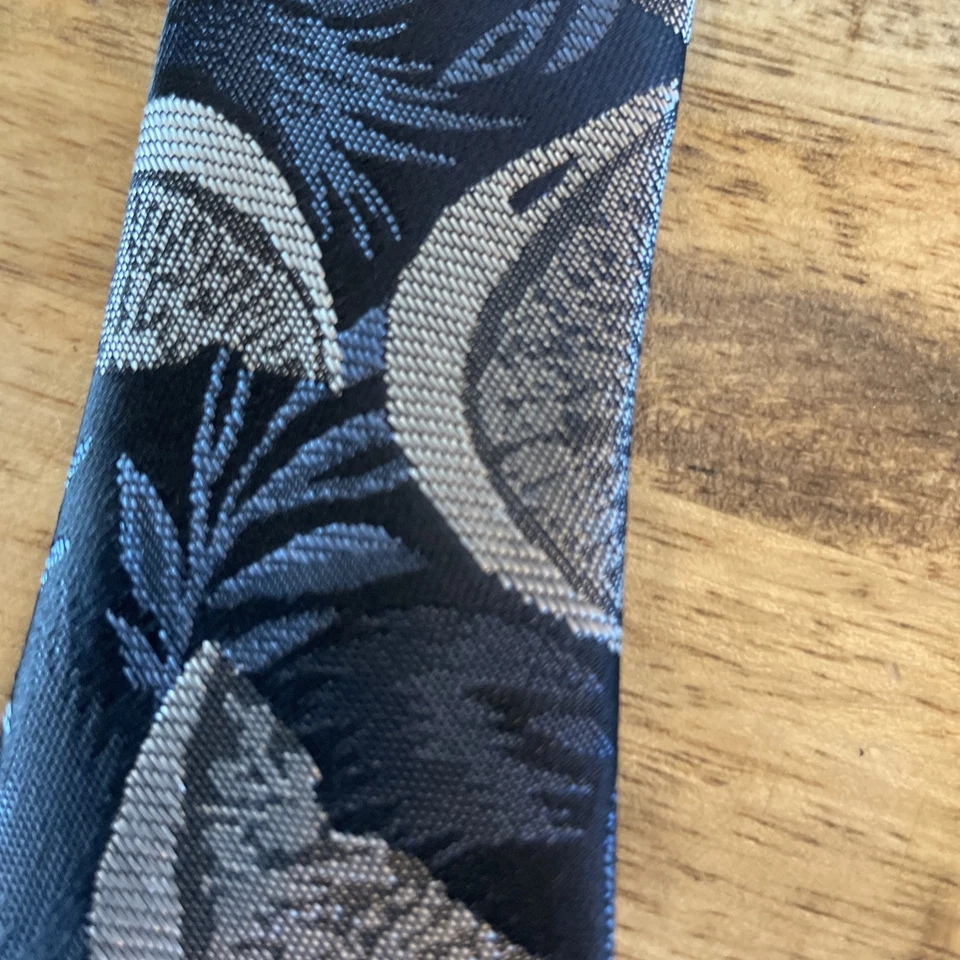 Corbata estrecha de colección Bugle Boy ~ Jacquard azul negro cítrico 54"x1,75" ¡Groovy! Foto 4 de 4