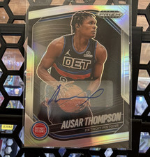 Panini 2024-25 Prizm Black Silver Prizm Autographs Ausar Thompson #90 Pistons