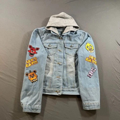 Five Nights at Freddy's FNAF Denim Jacket Hooded Graphic Blue Jean Jacket - product listing photo