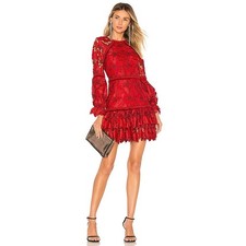 Alexis Fransisca Red Floral Embroidered Lace Mini Dress Size S
