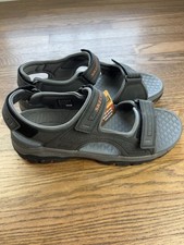 Skechers Men's Tresman Garo Luxe Foam Sandals Size 12 Vegan Relaxed Fit Blk/Grey