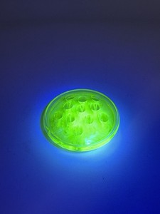 Uranium Glass Flower Frog Floral 11 Hole READ