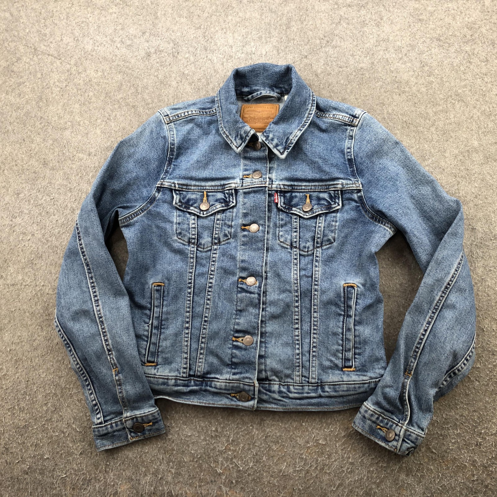 Levis Jacket Womens Medium Blue Denim Trucker Button Front L