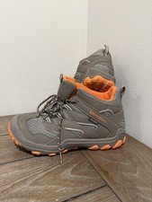 Merrell Chameleon 7 Waterproof Mid Hiking Boots Gray Orange Kids Boys Size 4