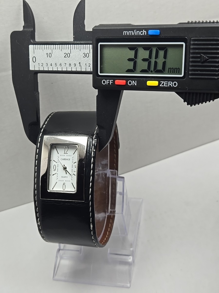 Womens Vintage Carriage Timex Black Leather Cuff Watch New  display picture 2