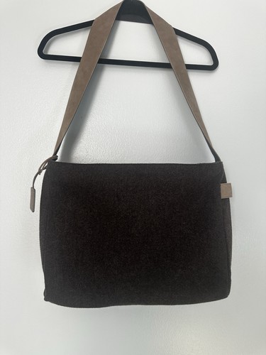 Designers Guild Dark Brown Tote Bag Wool with Suede Strap