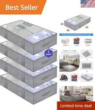 Foldable Underbed Storage Bags, 75L Capacity - Perfect for Clothes & Blankets