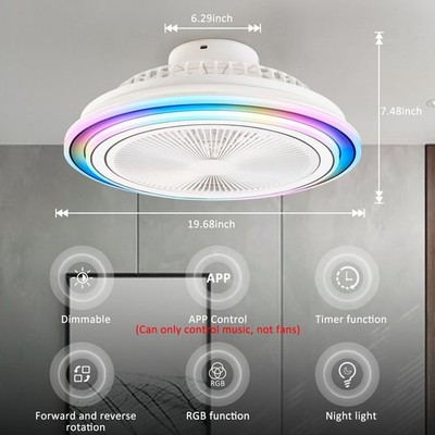 ASANCU LED Ceiling Light Fan   Multicolor Remote Fixture   New w/ Hardware