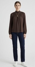MICHAEL Michael Kors Brown Pleated Mock Neck ...
