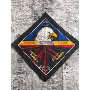 Vtg Harley-Davidson Bandana American Legend Eagle Red Blue Black Headwrap Biker