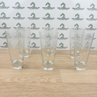 Set of 6 Textured Clear Glass Tumblers Hammered Highball Water Glasses 6.75''