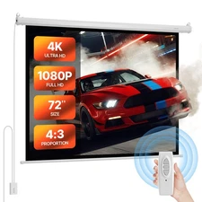 VEVOR Motorized Projector Screen 72 inch 4:3 1080 HD Electric Projector Screen