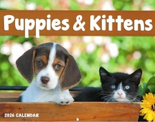 Puppies and Kittens Calendar 2026  Cute Dog  Cat Wall Calendar, Puppy and Kitt