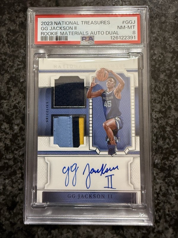 2023-24 National Treasures GG Jackson II Rookie Dual Patch AUTO RPA #/99 PSA 8