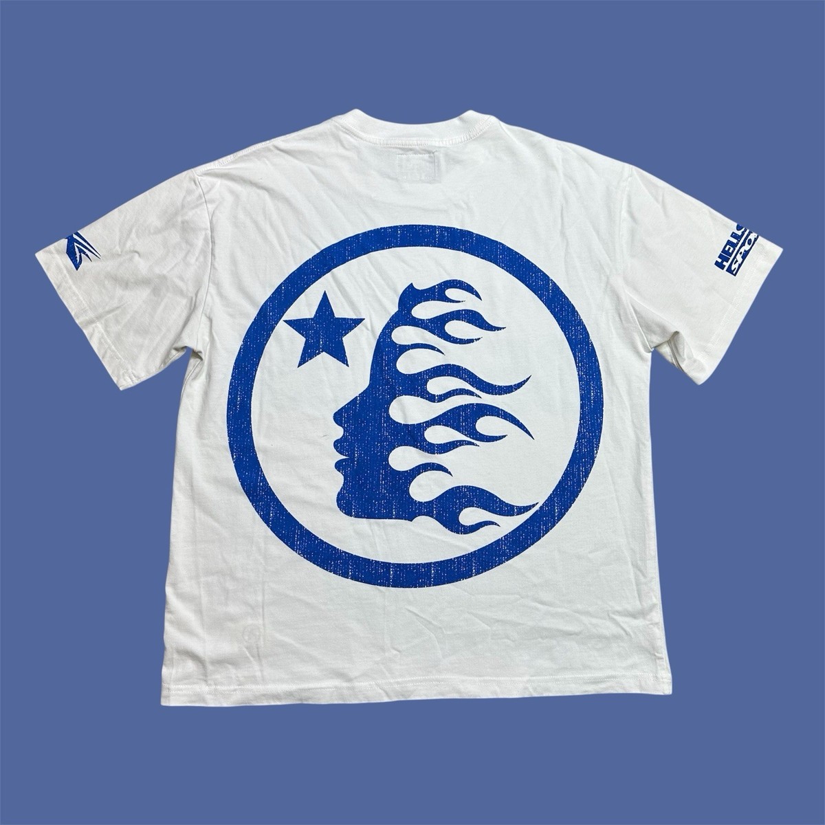 HELLSTAR Beat Us! White/Blue Streetwear T-Shirt Authentic Adult 
