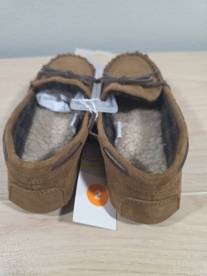 New Cat & Jack Boy s Lionel Moccasin Hard Sole Slippers Dark Brown Size 2