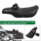 White Diamond Driver Passenger 2 Up Seat w/ Backrest For Harley Road King 97 07