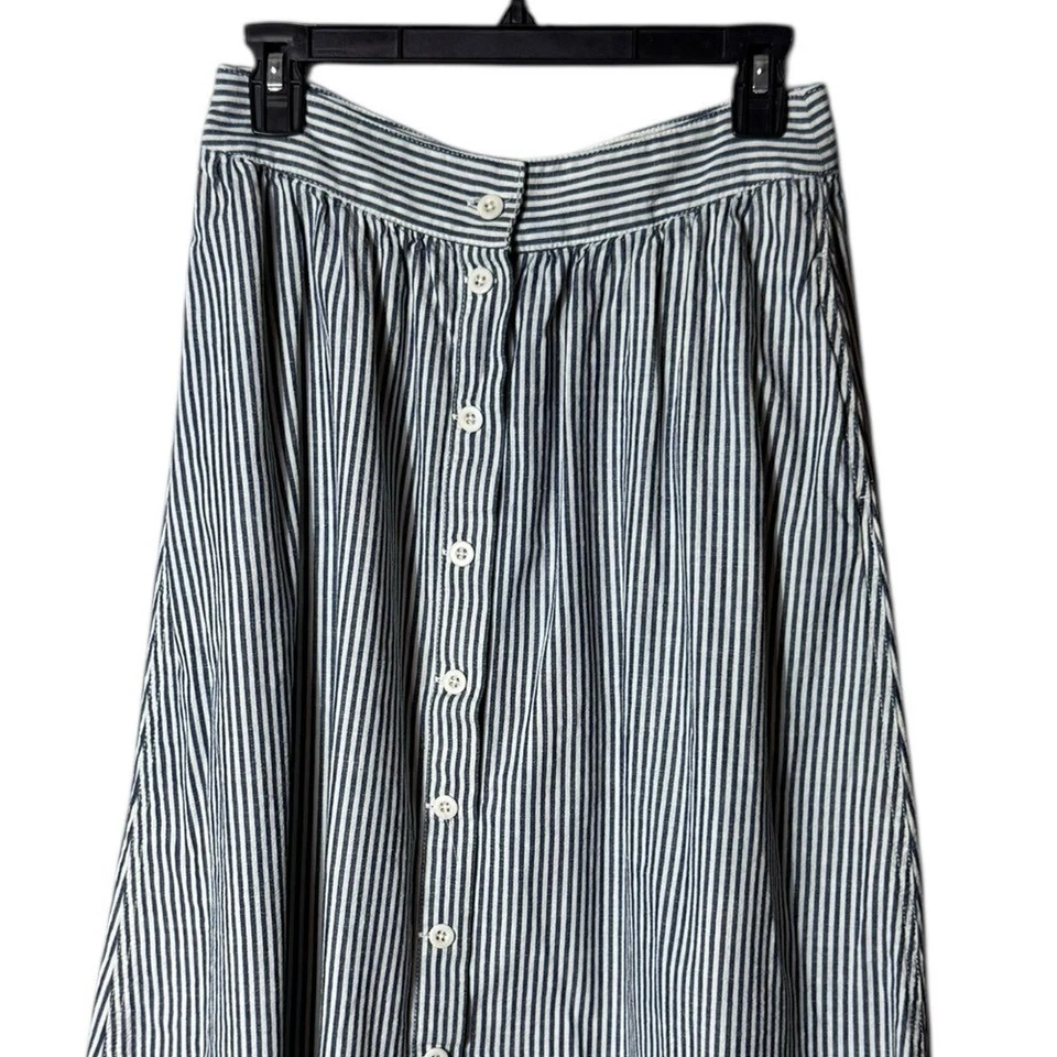 Madewell Palisade 纽扣前中裙 尺寸 6 航海学院海岸条纹 — 第 3/4 张图片
