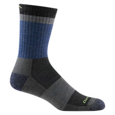 USA Darn Tough 1924 Blue Men's Heady Stripe Micro Crew Lightweight Hiking Socks