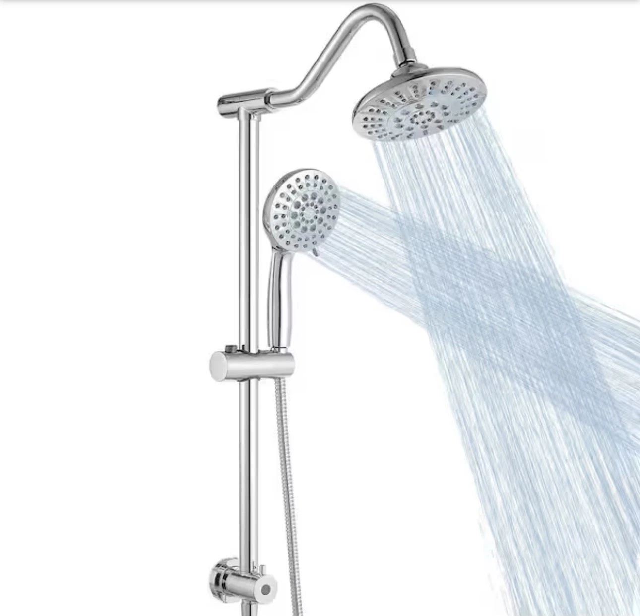 BWE 5-Spray Wall Mount Handheld Showerhead 1.8 GPM in Polished Chrome