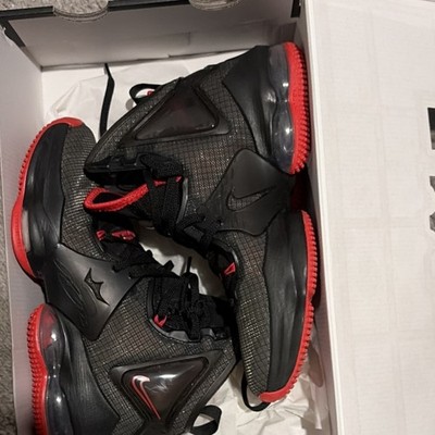 Nike LeBron 19 Black Red High Top Basketball Sneakers Lace Up Men's