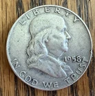 1958 D BEN FRANKLIN HALF DOLLAR - 90% SILVER - NICE DETAIL - ESTATE FIND