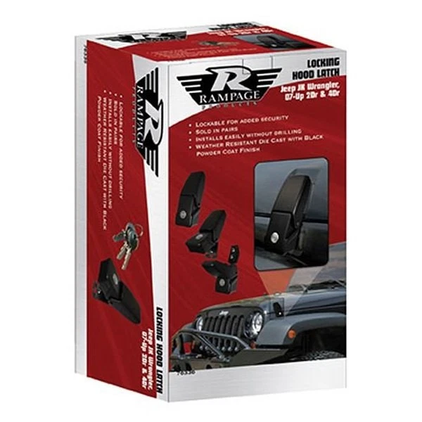 For Jeep Wrangler JK 2018 Rampage 76336 Locking Hood Latches Foto 2 de 2