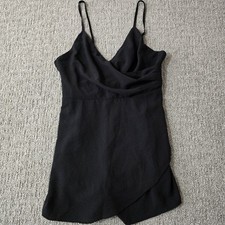 Lulus Black Wrap Romper Womens Large Spaghetti Strap Draped Mini Party