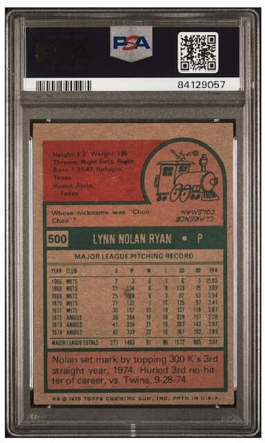 1975 Topps NOLAN RYAN PSA 8 ビンテージ エンゼルス 1975 Topps Nolan Ryan | PSA CardFacts®