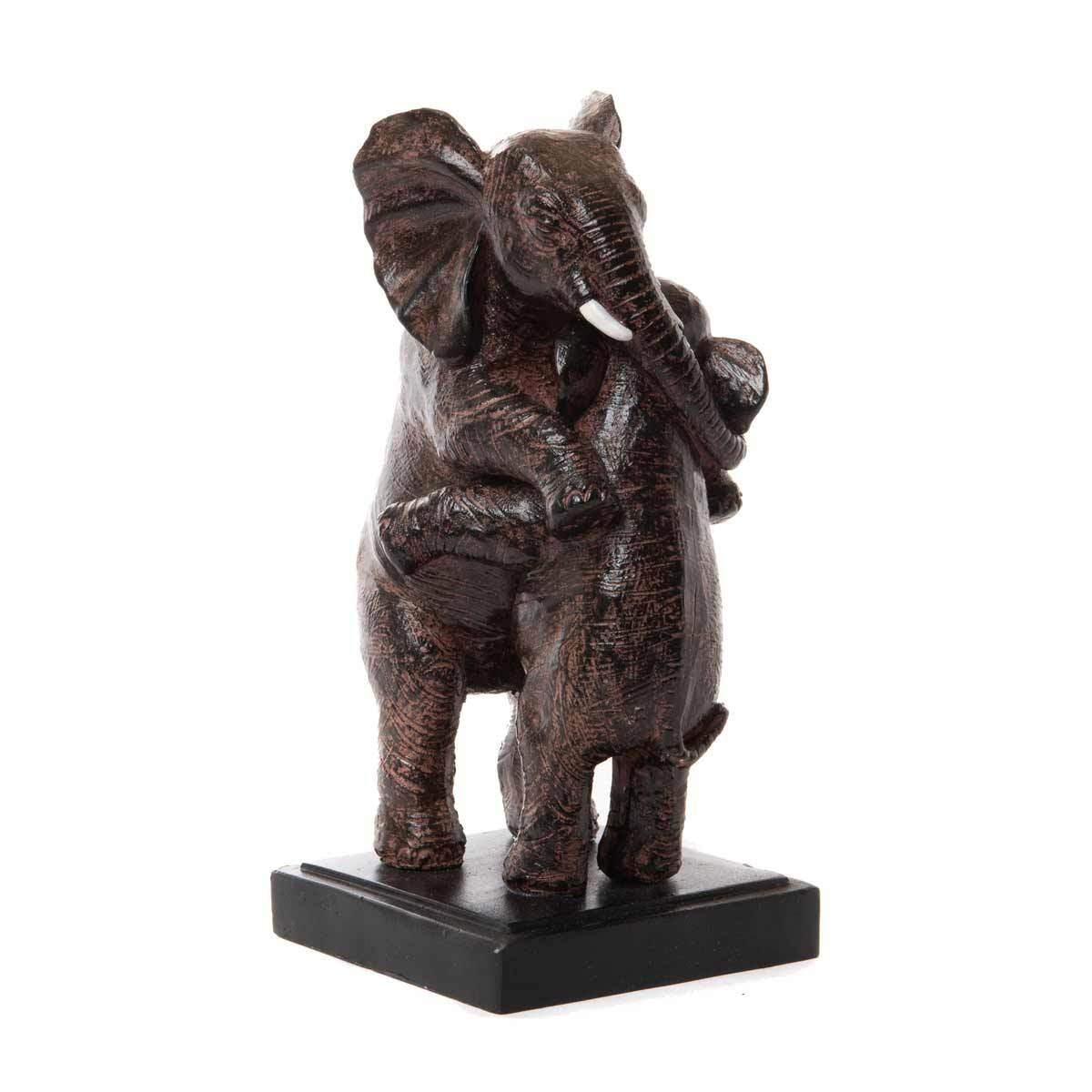 Statuette éléphant maman et son petit en résine grise pour la décoration de la maison