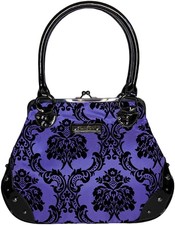 Authentic Rock Rebel Damask Violet Purple Kisslock Handbag New