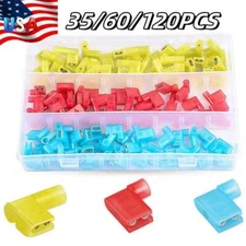 35/60/120x Insulated 90 Degree Right Angle Connectors Nylon Female Flag Terminal