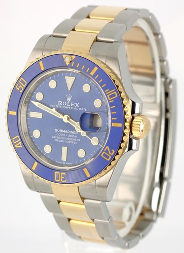 UNPOLISHED Rolex Submariner Date 41mm Two-Tone 18k Gold Steel BLUE 126613 Watch - Picture 3 of 8