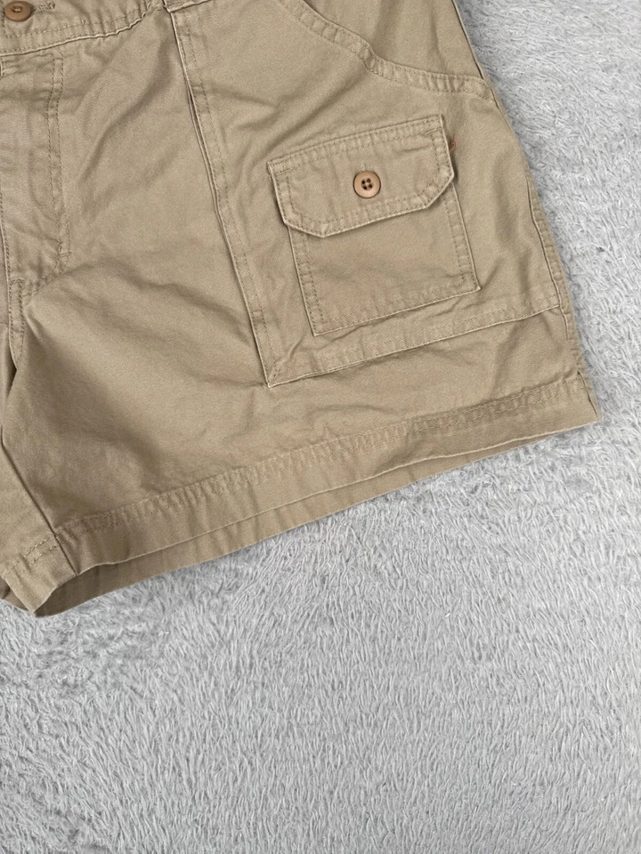Shorts Cabelas Feminino 18 Bege Carga 100% Algodão 7 Bolsos Caminhante Acampamento Pesca - Imagem 2 de 4