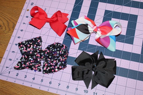 CUTE Little Girl GIRLS Large Cheer Clip On Bow LOT Dance Gymnastics School Dress - Picture 3 of 12