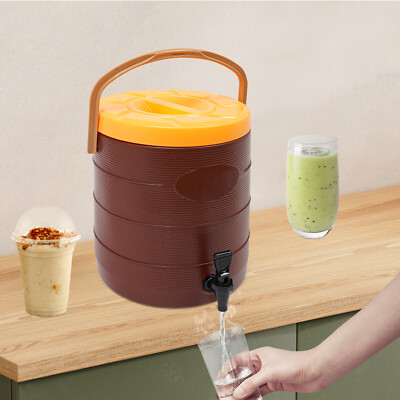 6.6gal Brown Insulated Beverage Dispenser Hot Cold Drink Dispenser with Faucet