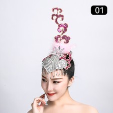 1pc Dance Classical Head Flower Feather Headdress Show Stage Performance Costume