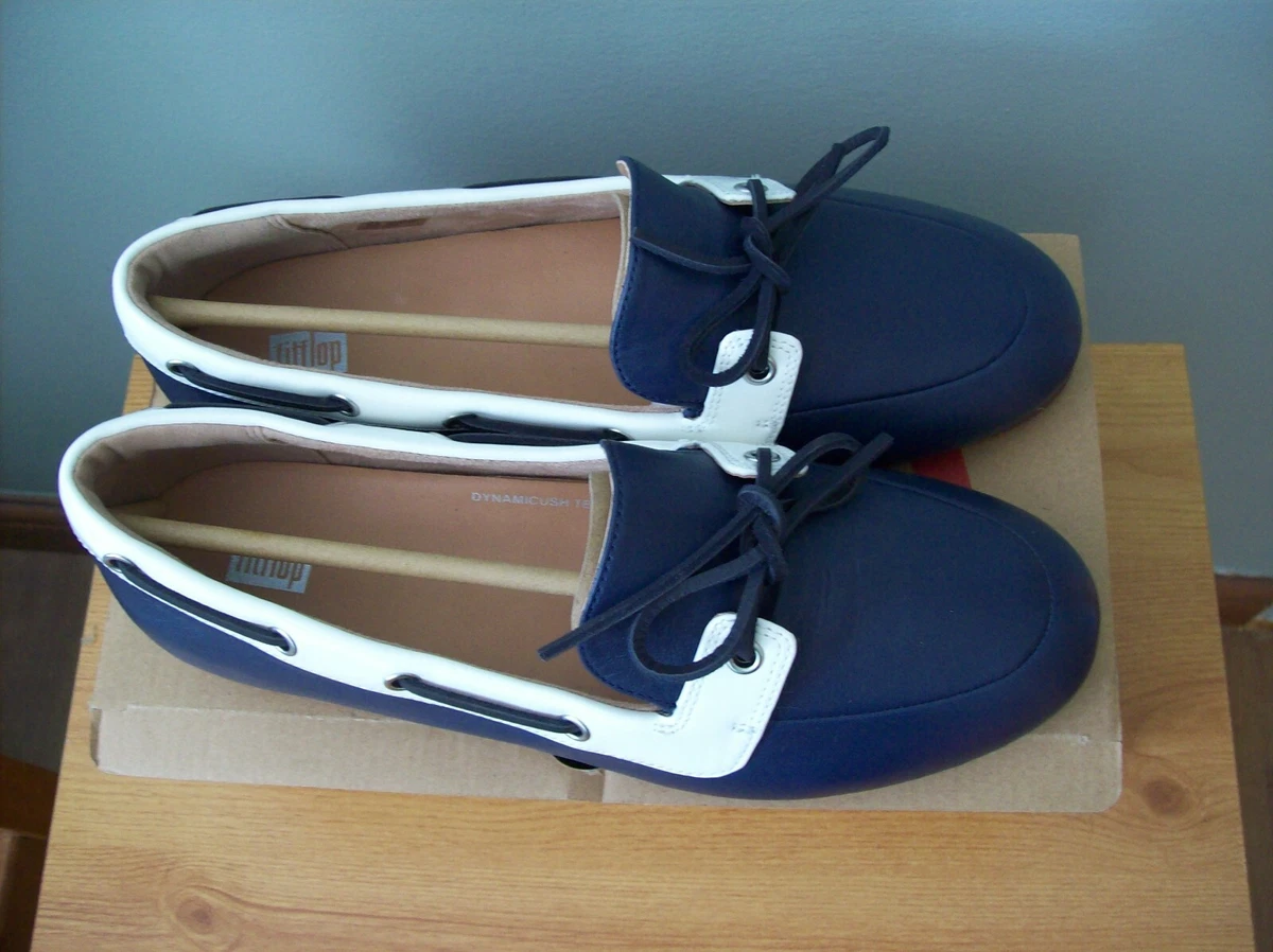 New Fitflop Smart Cora Navy White Boat Shoes Size UK 8 EU 42 US 10