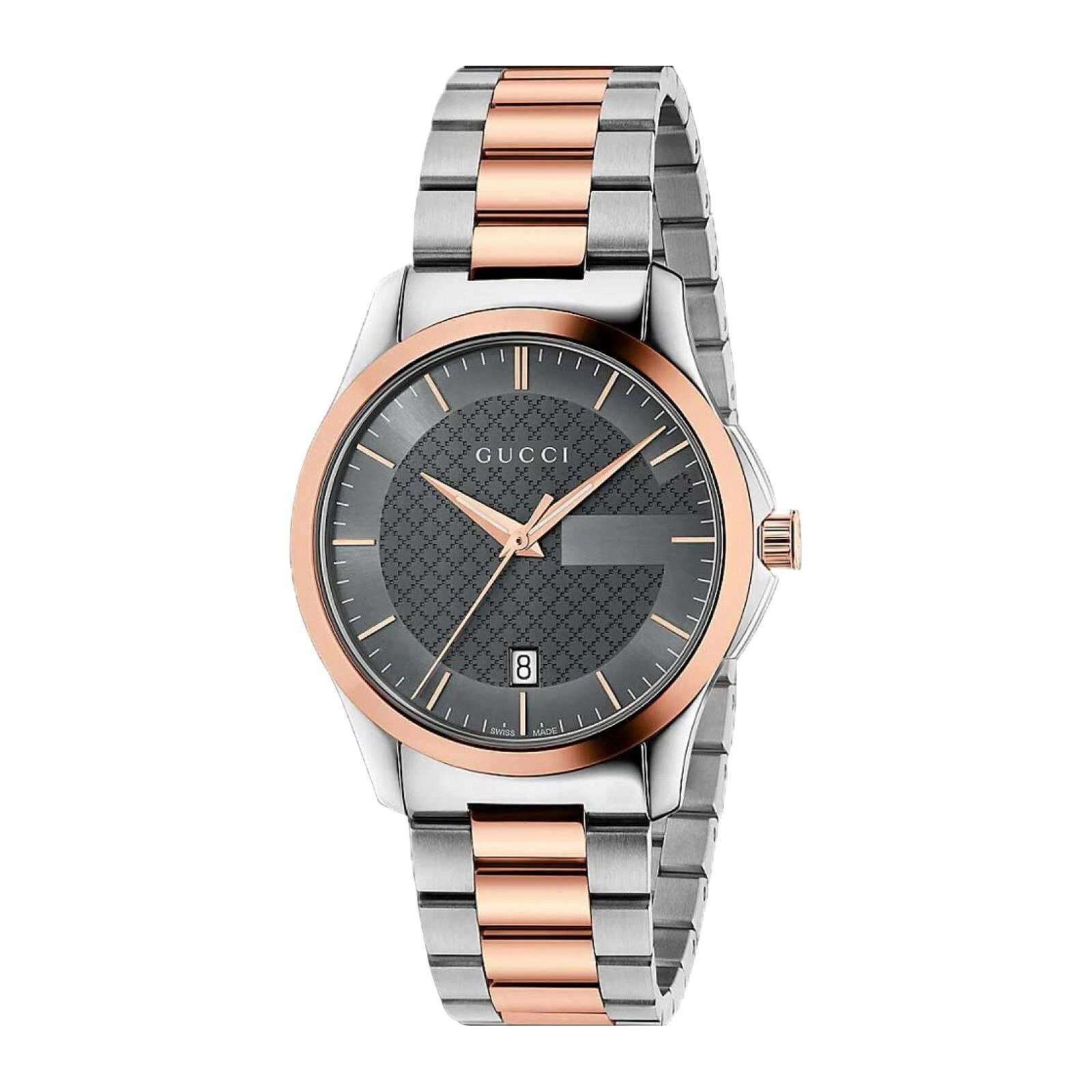 Montre pour homme Gucci G Timeless cadran gris bicolore en acier inoxydable   YA126446