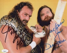 WWE- Hacksaw Jim Duggan & Jake the Snake Roberts signed 8x10 photo JSA COA