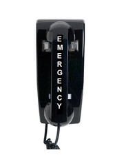 Emergency Hotline Dialer Wall Phone -- Pre-programmed to auto dial 911 - BLACK