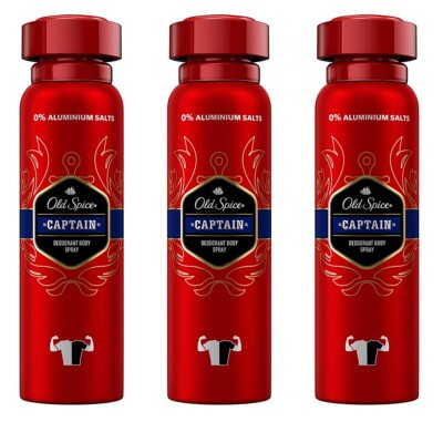   Old Spice Captain Deo Spray Deodorant Antitranspirant Body Spray 3x 150ml  