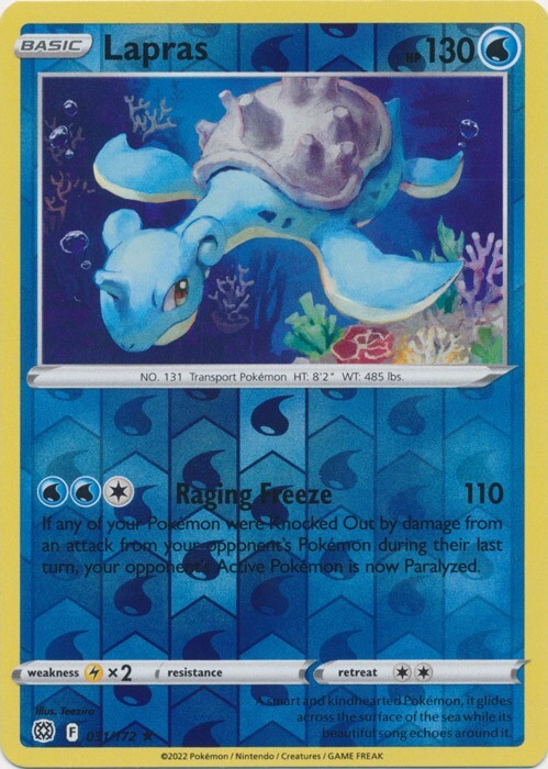 Reverse Holo Lapras 031/172 Brilliant Stars Rare Pokemon TCG