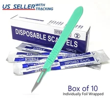 Disposable Scalpel Blades #11 Carbon Steel Sterile Surgical w/ Graduated Handle