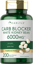 White Kidney Bean Extract Carb Blocker  6000mg  200 Capsules  by Carlyle