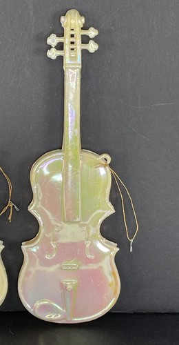 Set of 8 VTG Opalescent Acrylic Christmas Ornaments Harps & Violins 7-8" - Picture 17 of 20