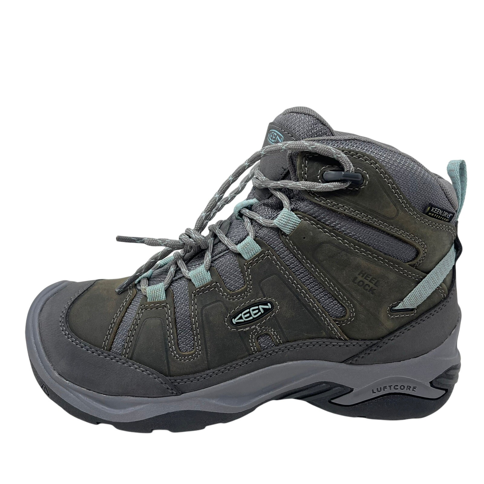 Stivali da trekking KEEN Circadia Mid donna 6 5 grigio blu pelle impermeabili nuovi