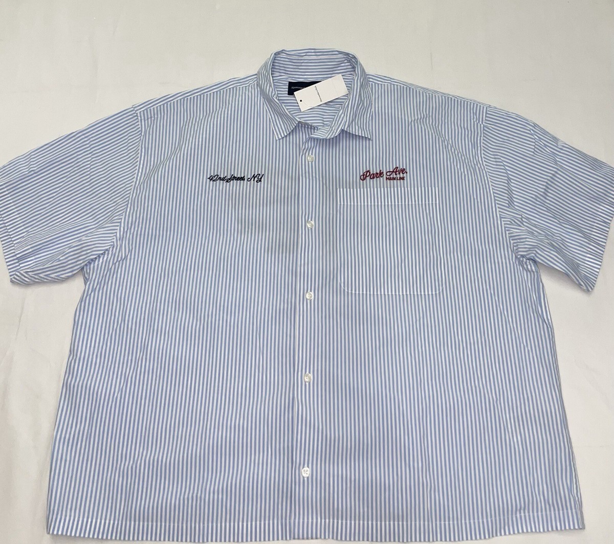 Abercrombie And Fitch Cropped Workwear Graphic Button-Up Shirt